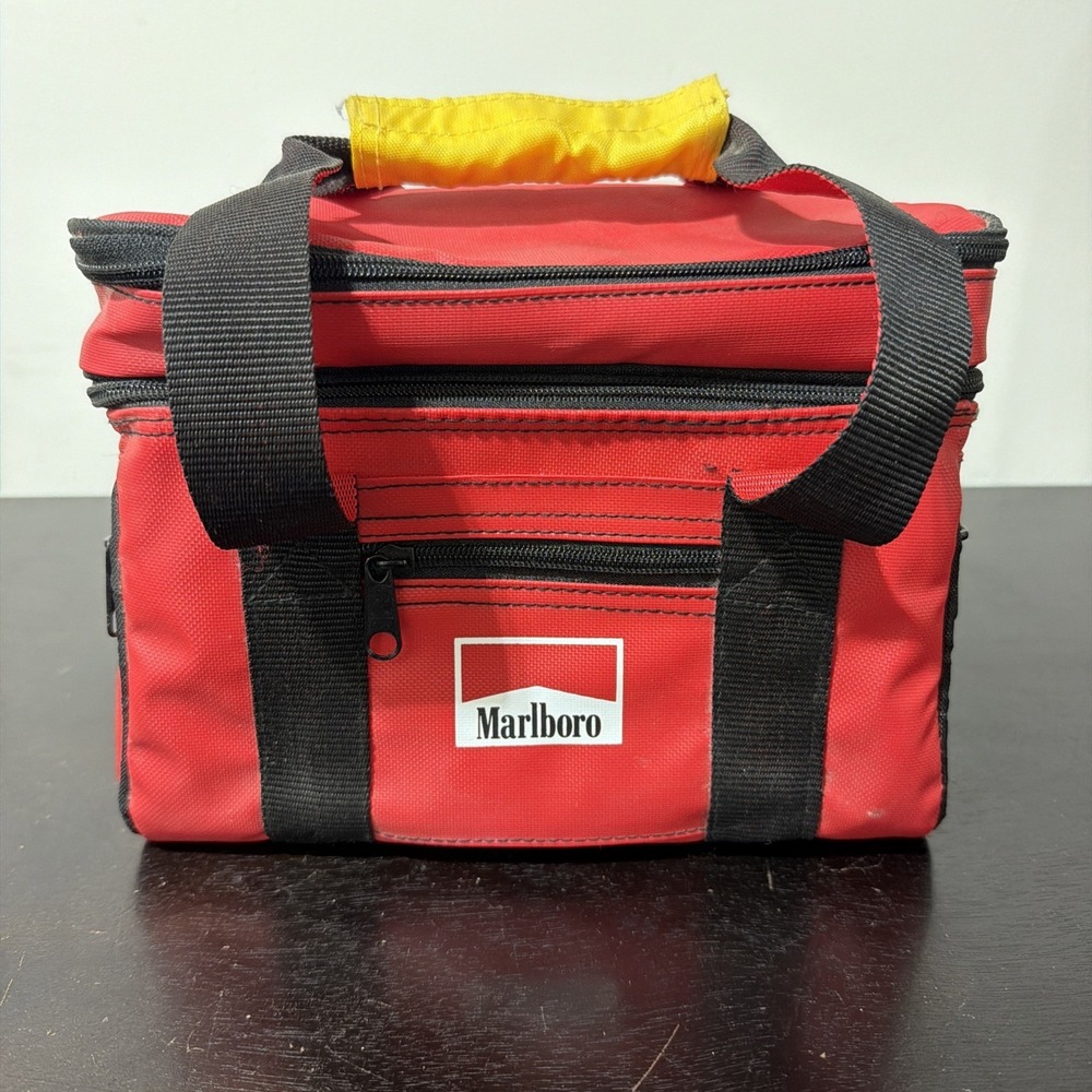 Vintage 1990s Marlboro Red Soft Sided Insulated Travel Cooler Lunch Bag